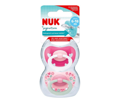 Šidítko NUK Signature 6-18m 2ks holka