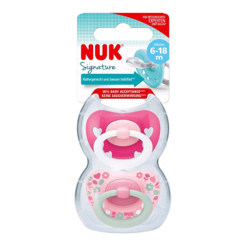 Šidítko NUK Signature 6-18m 2ks holka