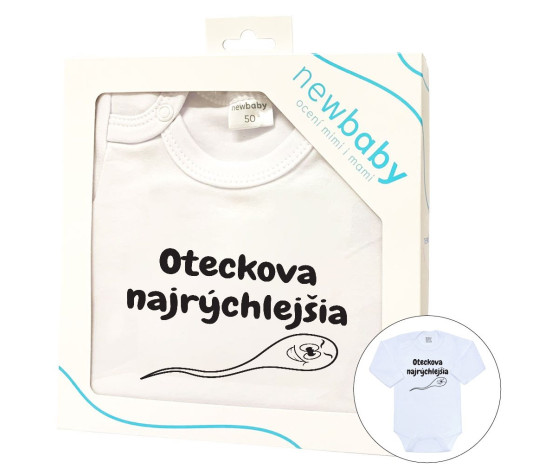 Body s potiskem New Baby Oteckova najrýchlejšia - darčekové balenie