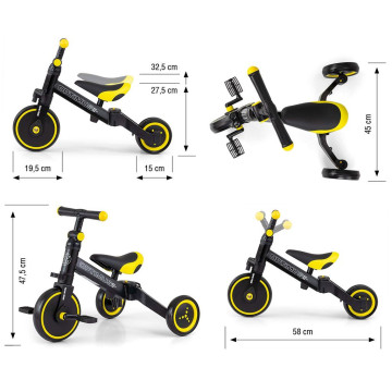 Dětská tříkolka 3v1 Milly Mally Optimus black