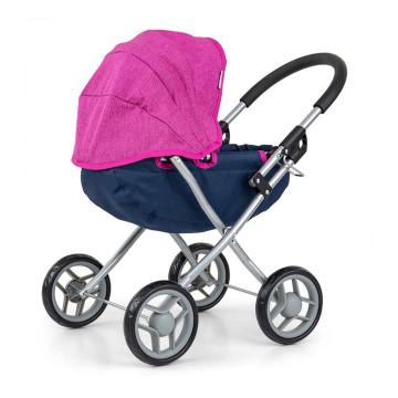 Dětský kočárek pro panenky Milly Mally Dori Prestige Navy, Růžová