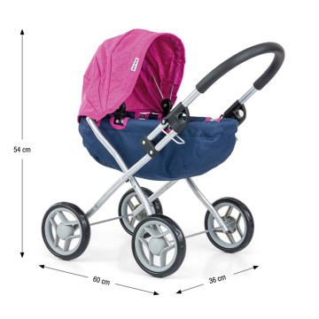 Dětský kočárek pro panenky Milly Mally Dori Prestige Navy, Růžová