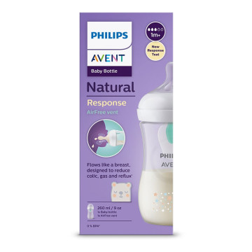 Láhev Avent Natural Response s ventilem Air Free 260 ml +1m medvěd