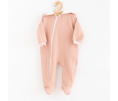 Kojenecký mušelínový overal s kapucí New Baby Comfort clothes růžová