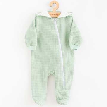 Kojenecký mušelínový overal s kapucí New Baby Comfort clothes šalvějová