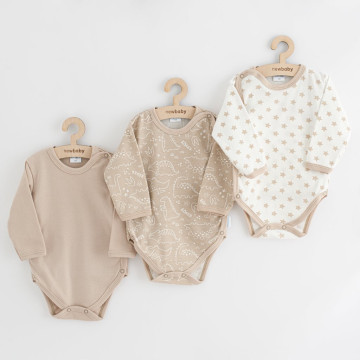 Kojenecké celorozepínací body New Baby Classic II Uni 3ks béžové