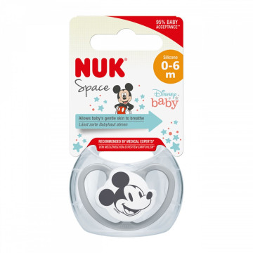 Šidítko Space NUK 0-6m Disney Mickey Mouse šedá