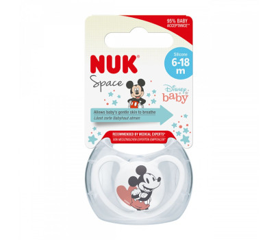 Šidítko Space NUK 6-18m Disney Mickey Mouse červená