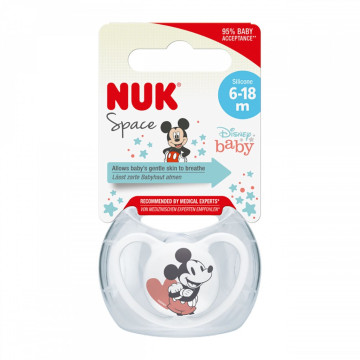 Šidítko Space NUK 6-18m Disney Mickey Mouse červená