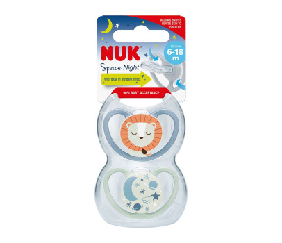 Šidítko NUK Happy Nights 6-18m 2ks/BOX kluk