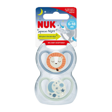 Šidítko NUK Happy Nights 6-18m 2ks/BOX kluk