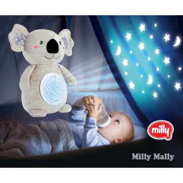 Plyšový usínáček koala s projektorem Milly Mally, Šedá