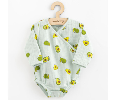 Kojenecké mušelínové body s bočním zavazováním New Baby Avocado