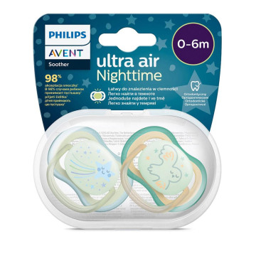 Šidítko Avent Ultra air Night 2ks 0-6 m kluk