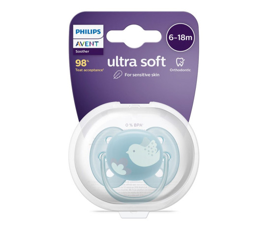 Šidítko Avent Ultrasoft Premium 6-18 m ptáček