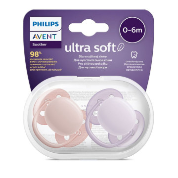 Šidítko Avent Ultrasoft Premium 0-6 m 2ks holčička