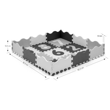 Pěnové puzzle podložka ohrádka Milly Mally Jolly 3x3 Digits Grey