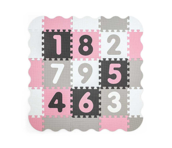 Pěnové puzzle podložka ohrádka Milly Mally Jolly 3x3 Digits Pink Grey