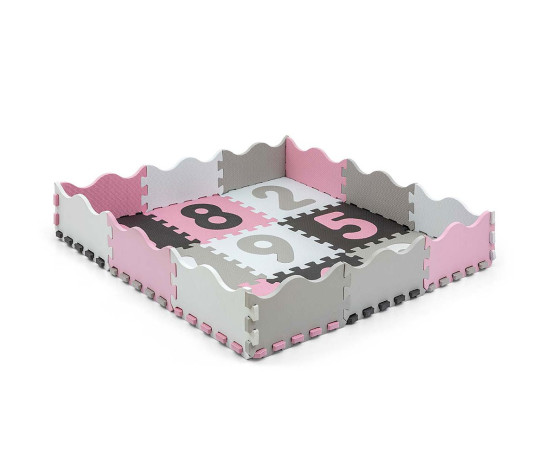 Pěnové puzzle podložka ohrádka Milly Mally Jolly 3x3 Digits Pink Grey