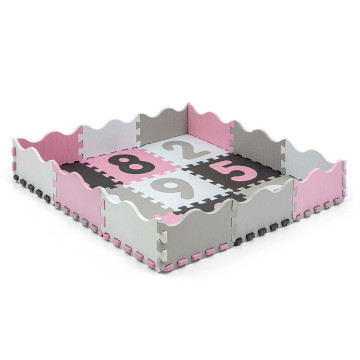 Pěnové puzzle podložka ohrádka Milly Mally Jolly 3x3 Digits Pink Grey