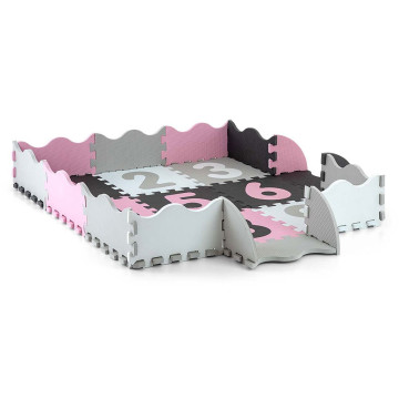 Pěnové puzzle podložka ohrádka Milly Mally Jolly 3x3 Digits Pink Grey