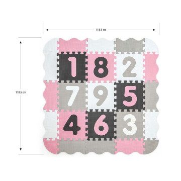 Pěnové puzzle podložka ohrádka Milly Mally Jolly 3x3 Digits Pink Grey