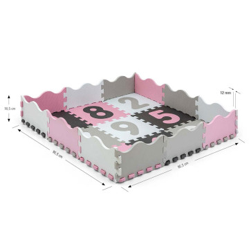 Pěnové puzzle podložka ohrádka Milly Mally Jolly 3x3 Digits Pink Grey