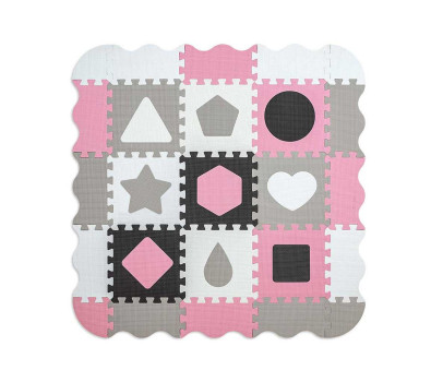 Pěnové puzzle podložka ohrádka Milly Mally Jolly 3x3 Shapes Pink Grey