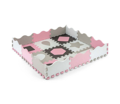 Pěnové puzzle podložka ohrádka Milly Mally Jolly 3x3 Shapes Pink Grey