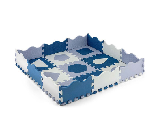 Pěnové puzzle podložka ohrádka Milly Mally Jolly 3x3 Shapes Blue