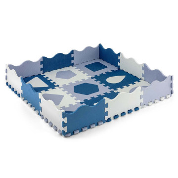 Pěnové puzzle podložka ohrádka Milly Mally Jolly 3x3 Shapes Blue