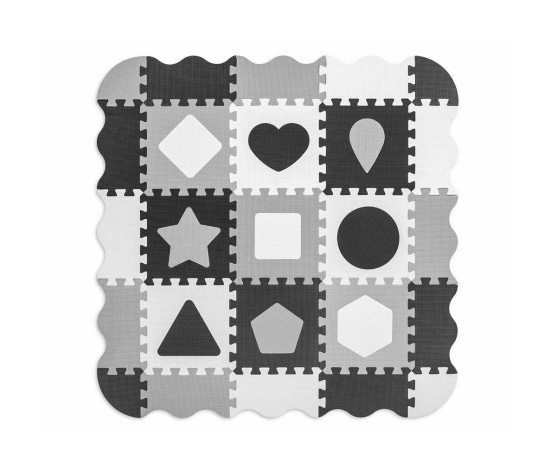 Pěnové puzzle podložka ohrádka Milly Mally Jolly 3x3 Shapes Grey