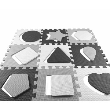 Pěnové puzzle podložka ohrádka Milly Mally Jolly 3x3 Shapes Grey