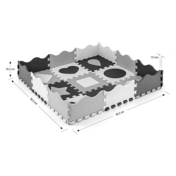 Pěnové puzzle podložka ohrádka Milly Mally Jolly 3x3 Shapes Grey