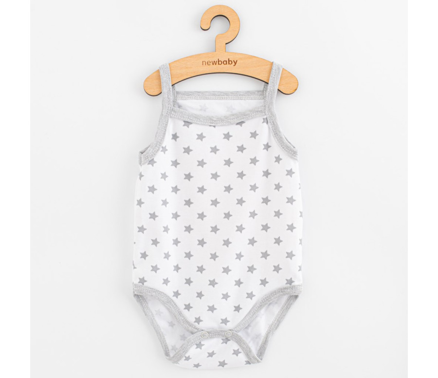 Kojenecké body bez rukávů New Baby Classic II hvězdičky šedé holka Kojenecké body bez rukávů New Baby Classic II hvězdičky šedé holka