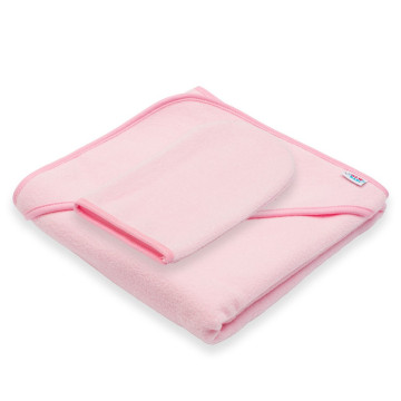 Dětská froté osuška s kapucí New Baby BASIC 80x80 ružová, Růžová