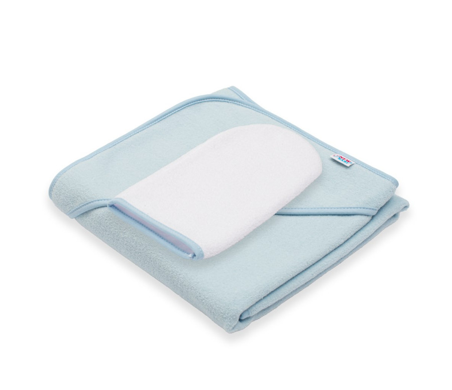 Dětská froté osuška s kapucí New Baby BASIC 80x80 modrá