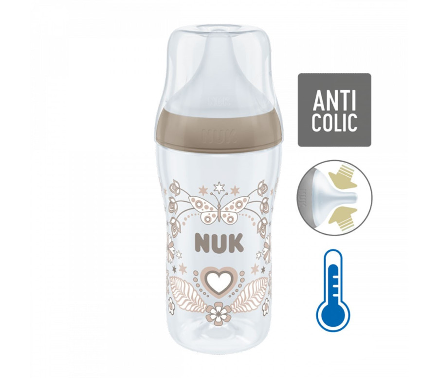 Kojenecká láhev NUK Perfect Match Temperature Control 260 ml hnědá