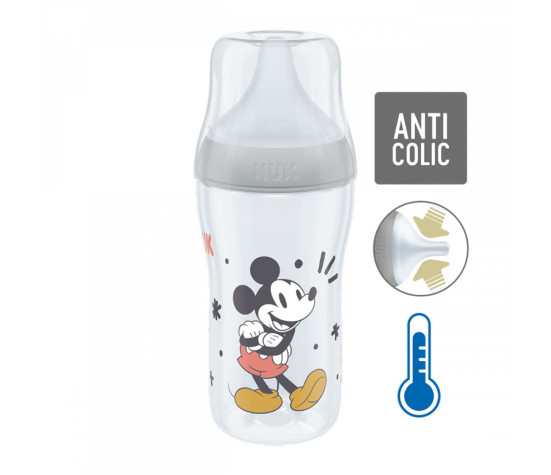 Kojenecká láhev NUK Perfect Match MICKEY Temperature Control 260 ml grey