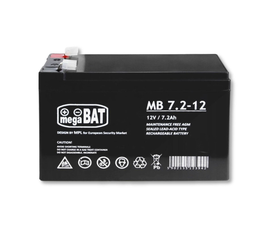 Gelový akumulátor VRLA MB 7,2-12 MB 7.2-12 bezúdržbový, Černá