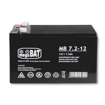 Gelový akumulátor VRLA MB 7,2-12 MB 7.2-12 bezúdržbový, Černá