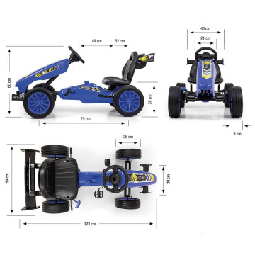 Dětská šlapací motokára Go-kart Milly Mally Rocket modrá