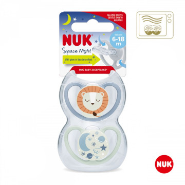 Šidítko NUK Happy Nights 6-18m 2ks/BOX holka