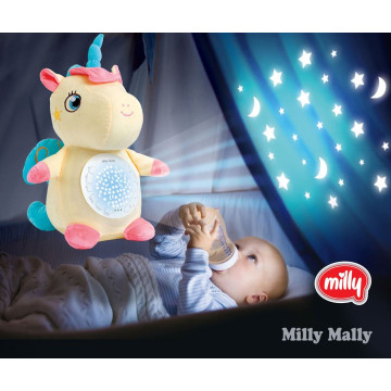 Plyšový usínáček jednorožec s projektorem Milly Mally, Žlutá