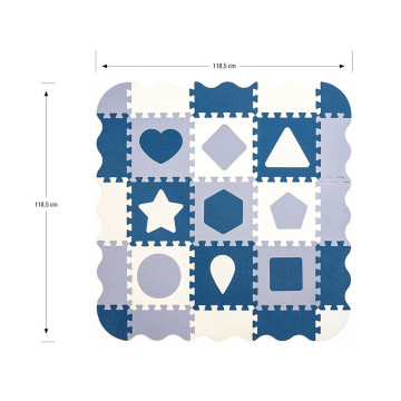 Pěnové puzzle podložka ohrádka Milly Mally Jolly 3x3 Shapes Blue