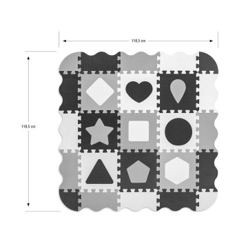 Pěnové puzzle podložka ohrádka Milly Mally Jolly 3x3 Shapes Grey