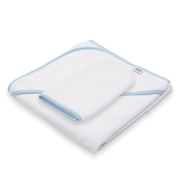 Dětská froté osuška s kapucí New Baby BASIC 80x80 bílo-modrá, Modrá