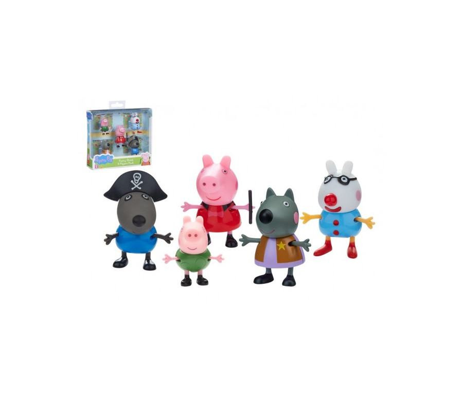 Prasátko Peppa/Peppa Pig plast set 5 figurek v maškarních šatech v krabičce 16x15x4,5cm