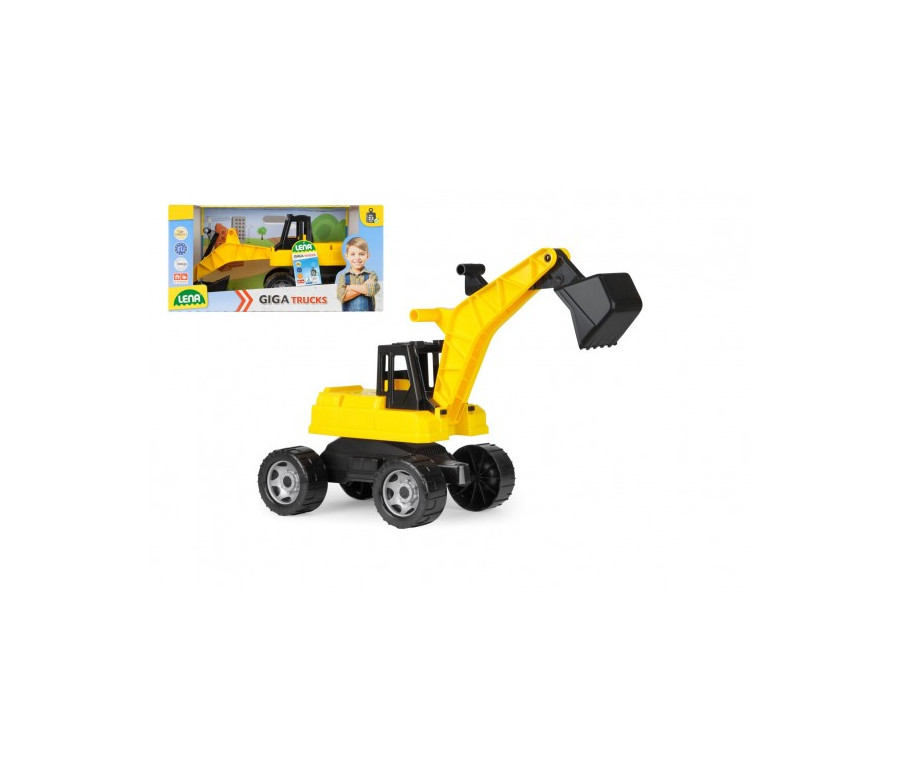 Bagr žlutočerný Giga Trucks plast 70cm v krabici 70x35x29cm