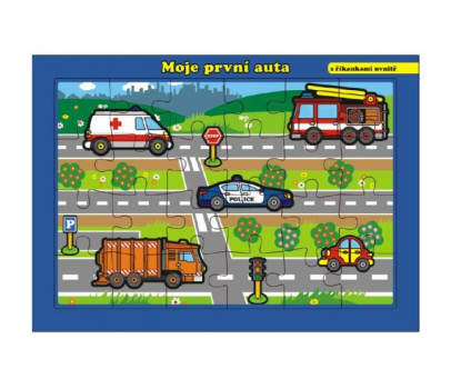 Puzzle deskové Moje první auta s říkankami 26x17cm 24 dílků